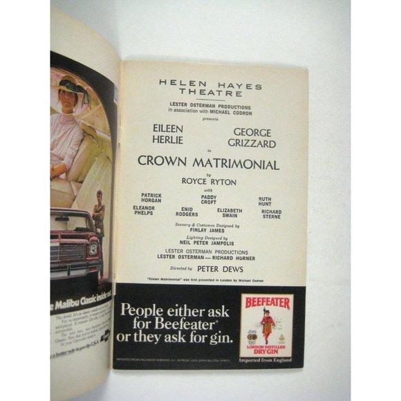 Crown Matrimonial Playbill November 1973 Eileen Herlie George Grizzard Broadway - Picture 3 of 7
